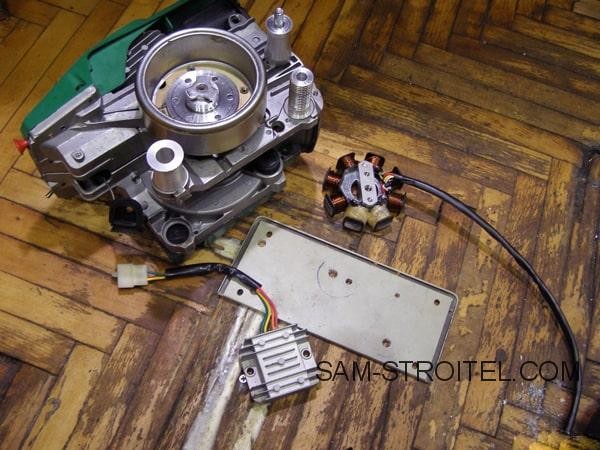 Сделал самодельный бензогенератор из бензопилы и генератора от скутера (17 фото)